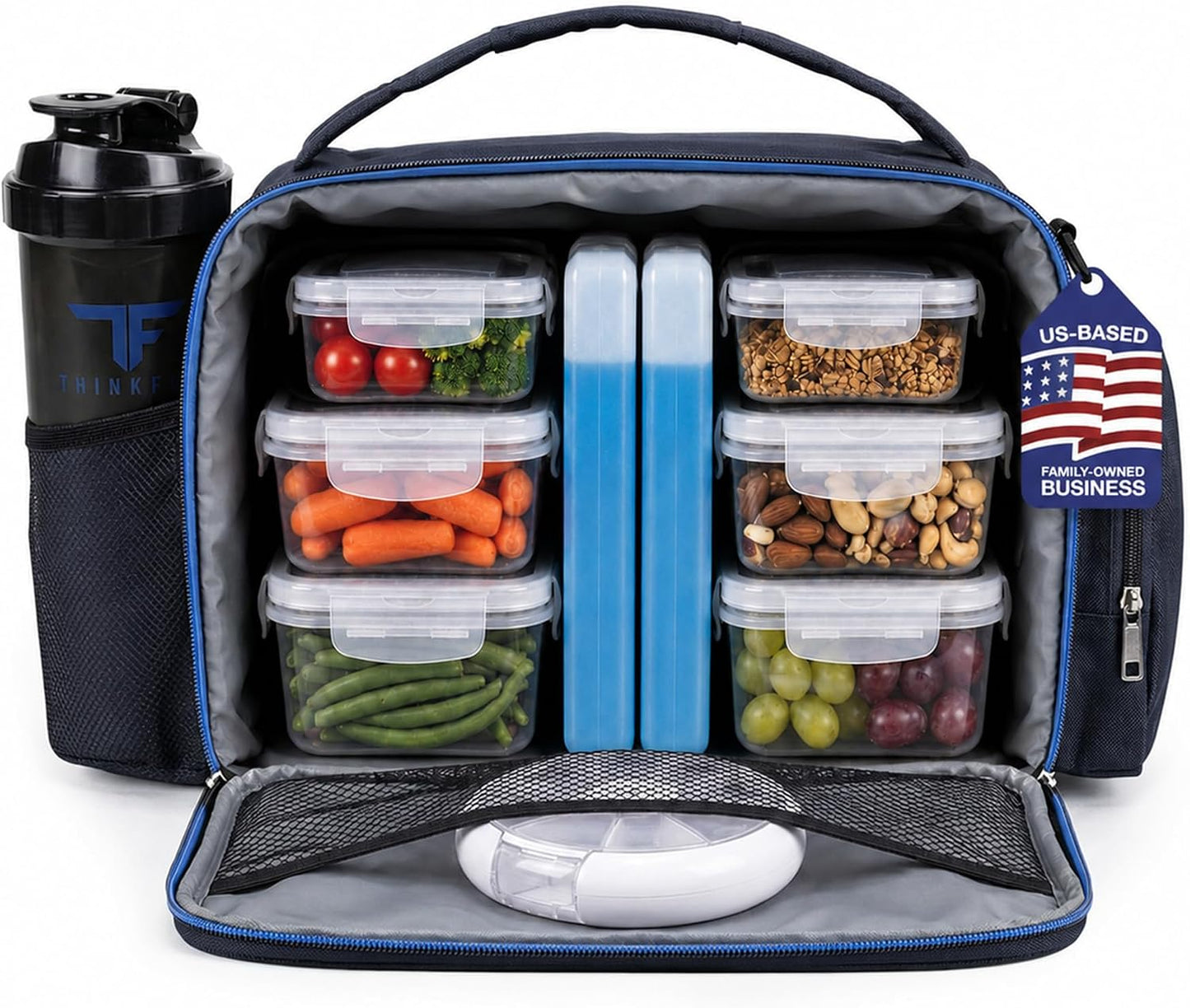 ThinkFit Meal Prep Lunch Box with 6 Containers, 2 Ice Packs for Men Women