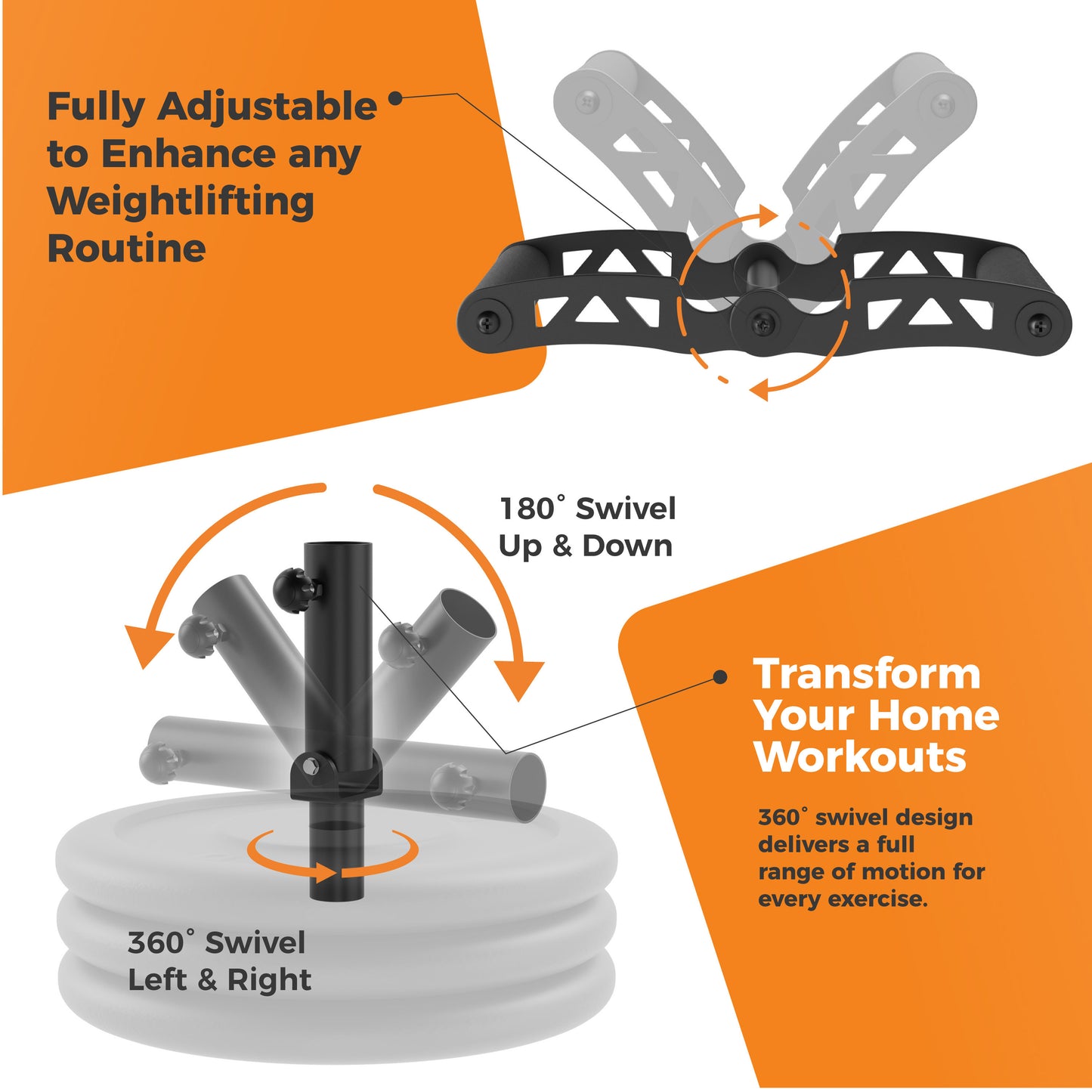 EverStrong T Bar Row Attachment - 1" and 2" 360 Degree Swivel Landmine with V Bar Grip