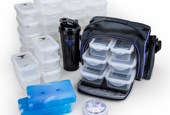 HomEquip Meal Prep Lunch Bag with 6 Portion Control Food Boxes