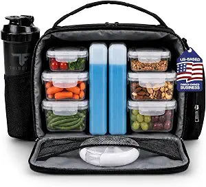ThinkFit Meal Prep Lunch Box with 6 Containers, 2 Ice Packs for Men Women