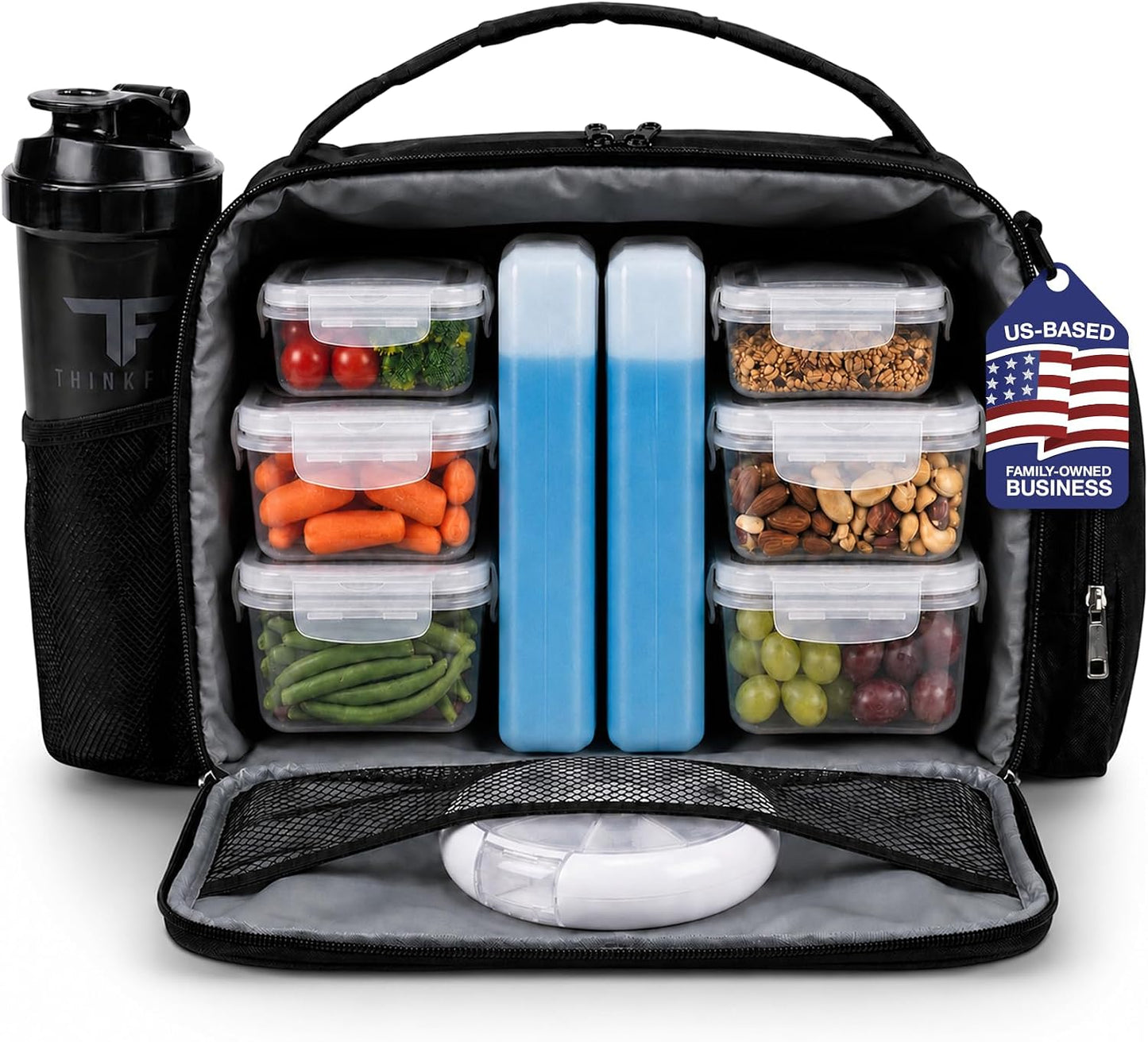 ThinkFit Meal Prep Lunch Box with 6 Containers, 2 Ice Packs for Men Women