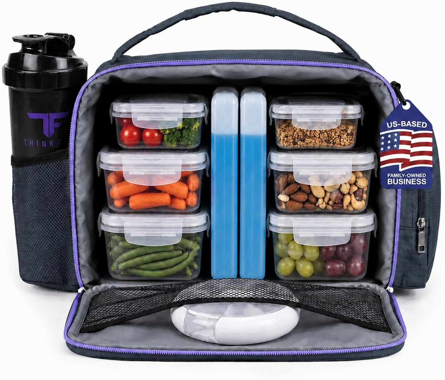 ThinkFit Meal Prep Lunch Box with 6 Containers, 2 Ice Packs for Men Women