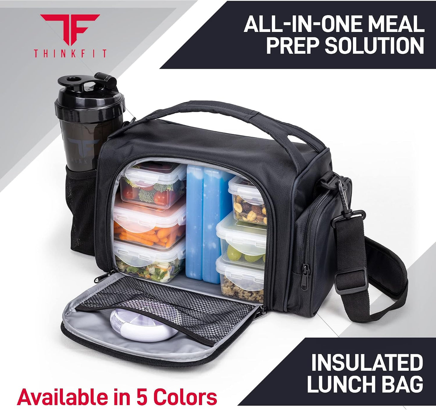 ThinkFit Meal Prep Lunch Box with 6 Containers, 2 Ice Packs for Men Women