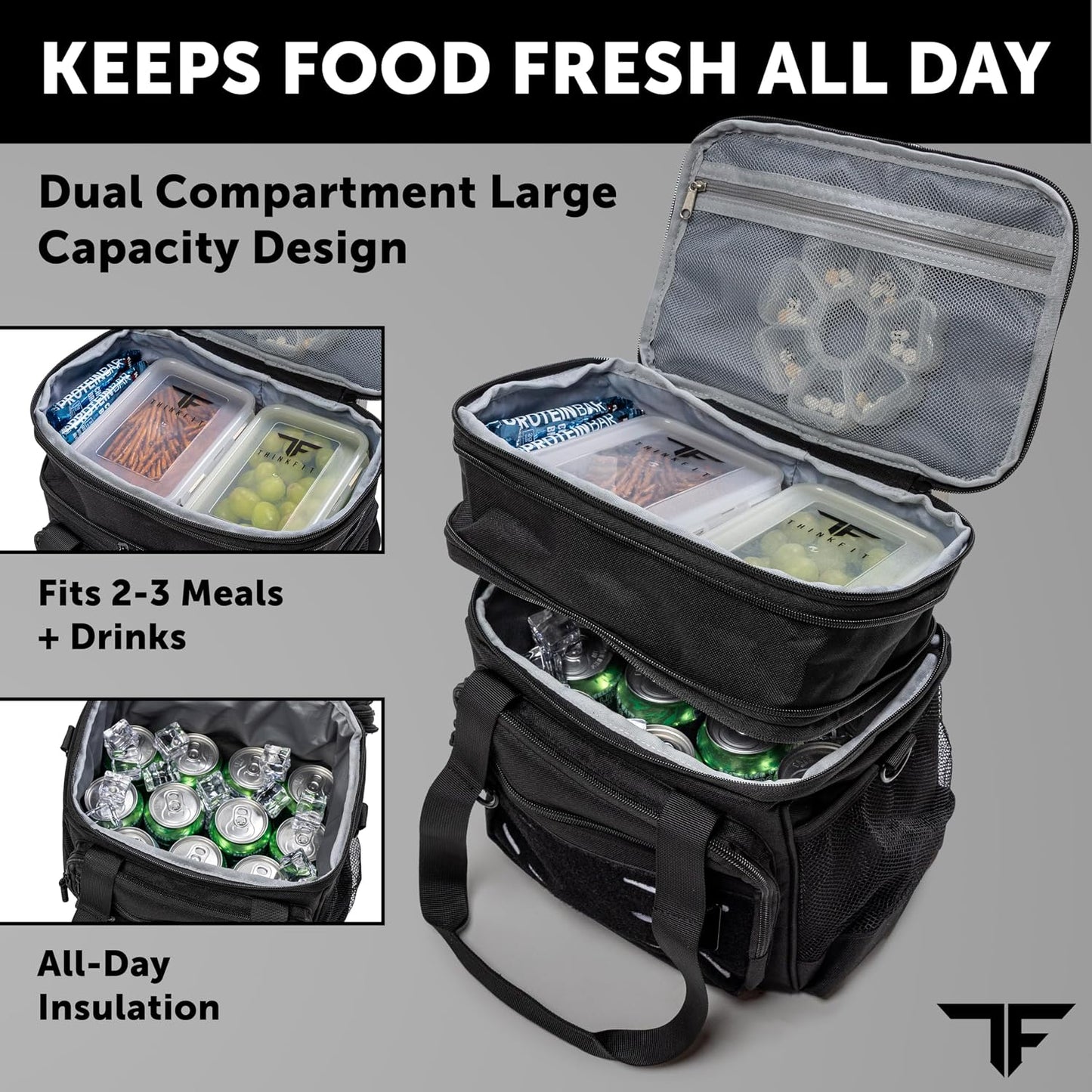 Tactical Lunch Box for Men, Heavy Duty Expandable Insulated Lunch Bag