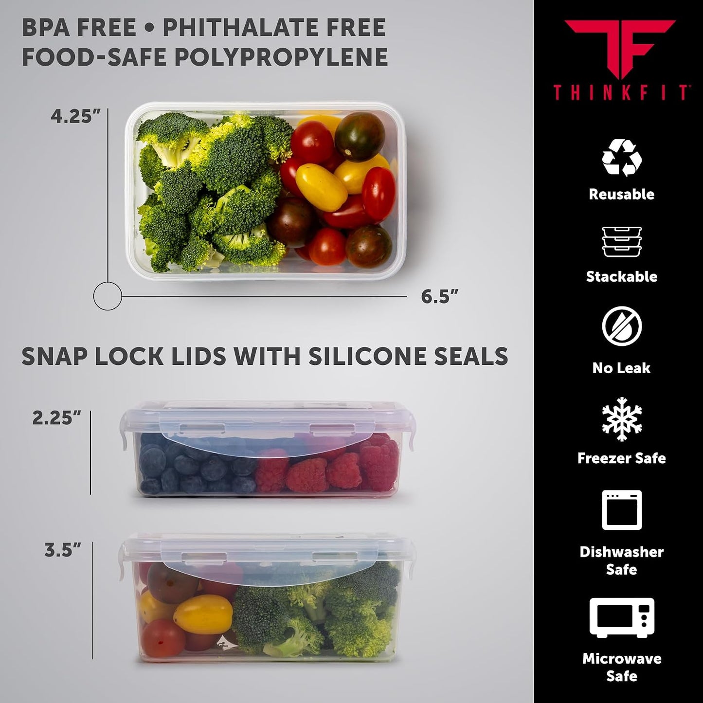 ThinkFit Insulated Meal Prep Lunch Bag for Men, 8 Containers, Large Black