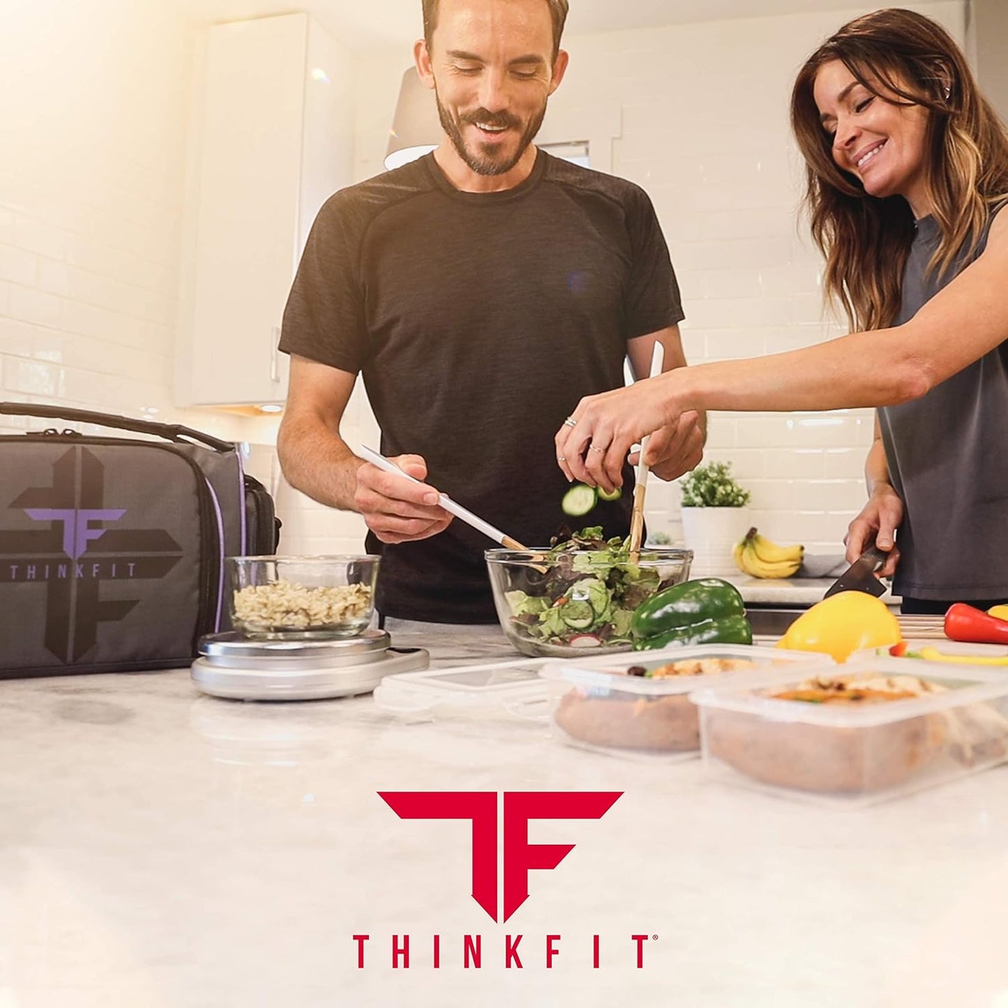 ThinkFit Meal Prep Lunch Box with 6 Containers, 2 Ice Packs for Men Women