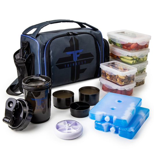 Blue Meal Prep Lunch Bag Set