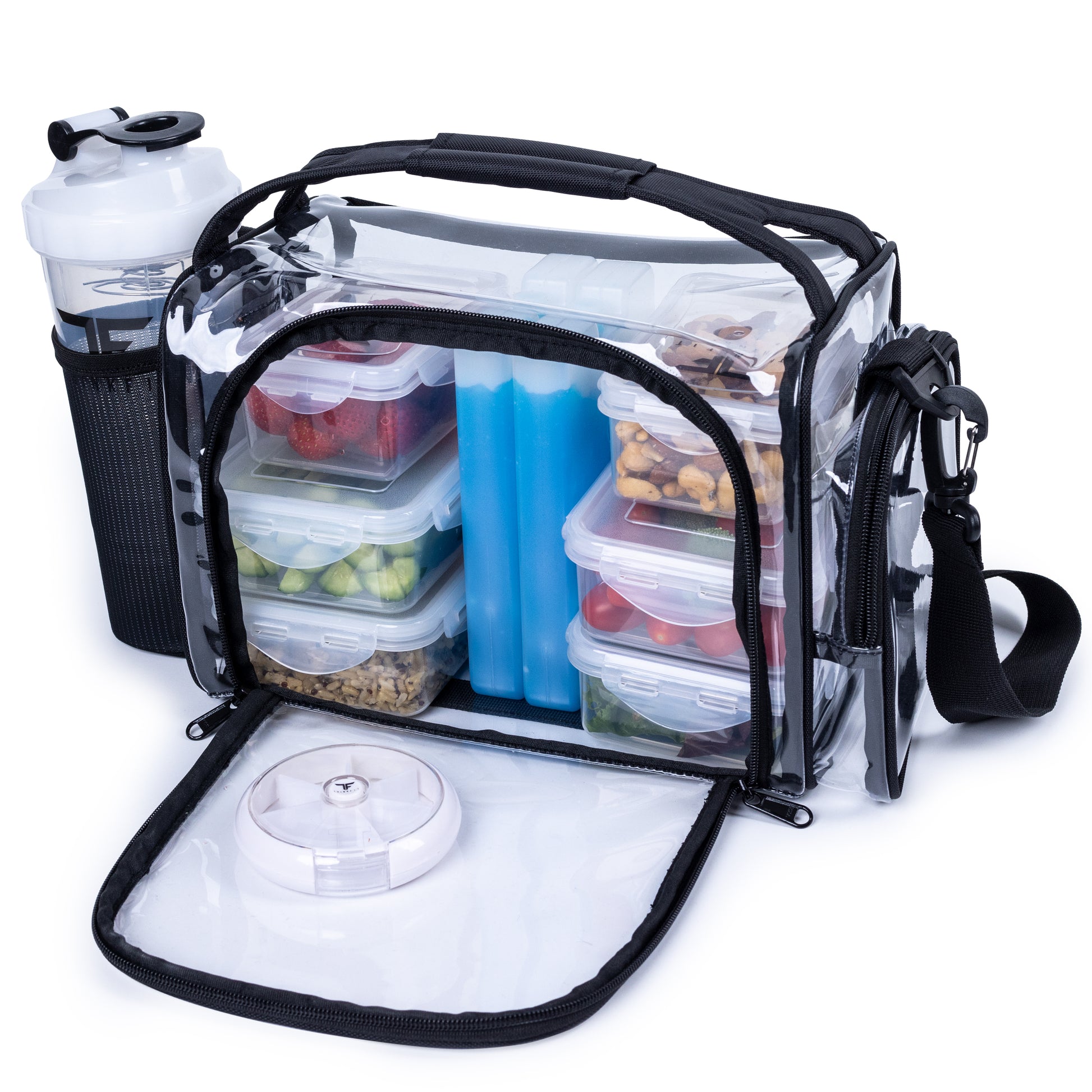 Lunch Bag Small Clear Work See through Plastic Box Adjustable Strap Bag  Reusable